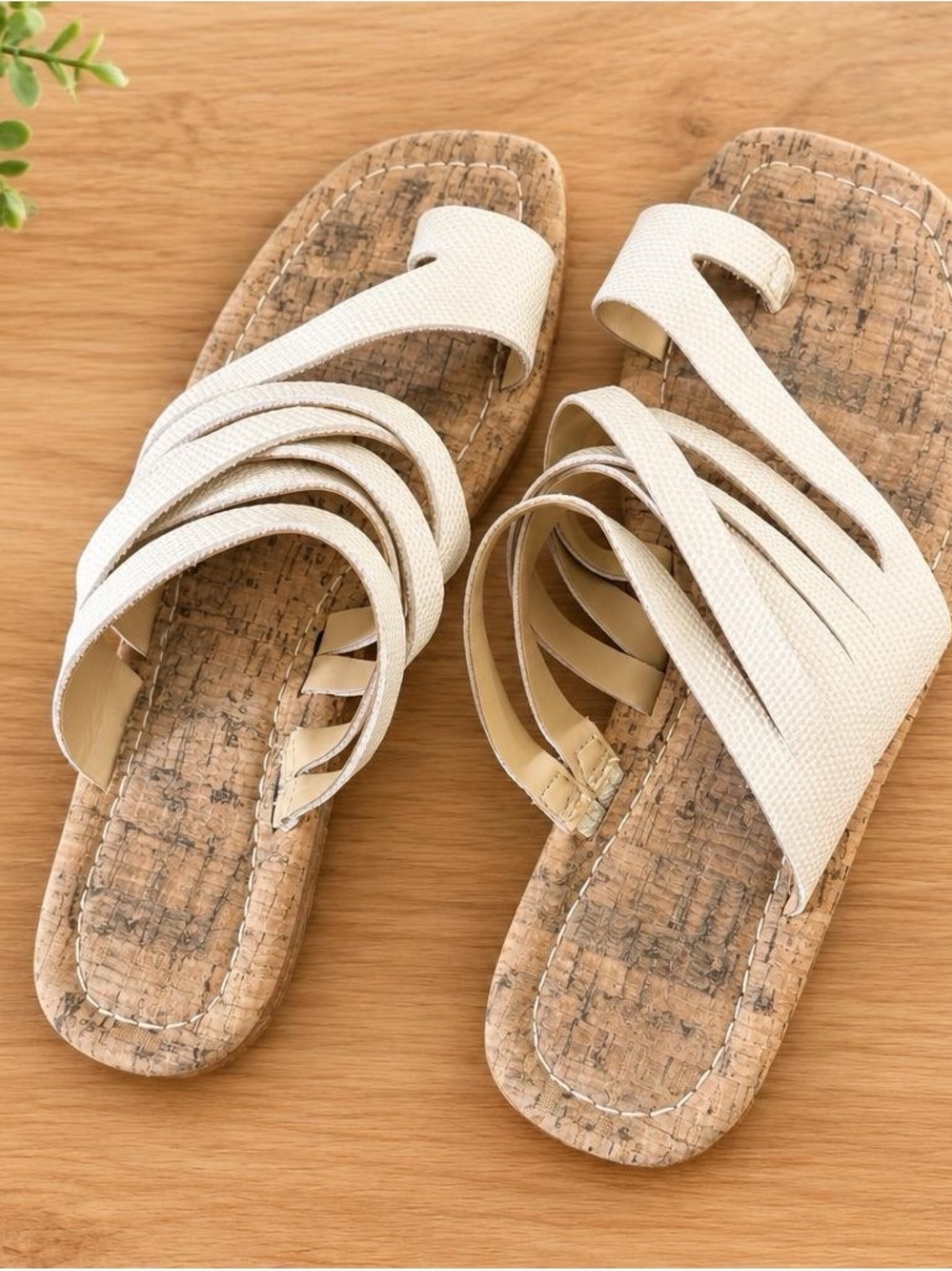 Donald J. Pliner Cream Multi‑Strap Cork Slide Sandals